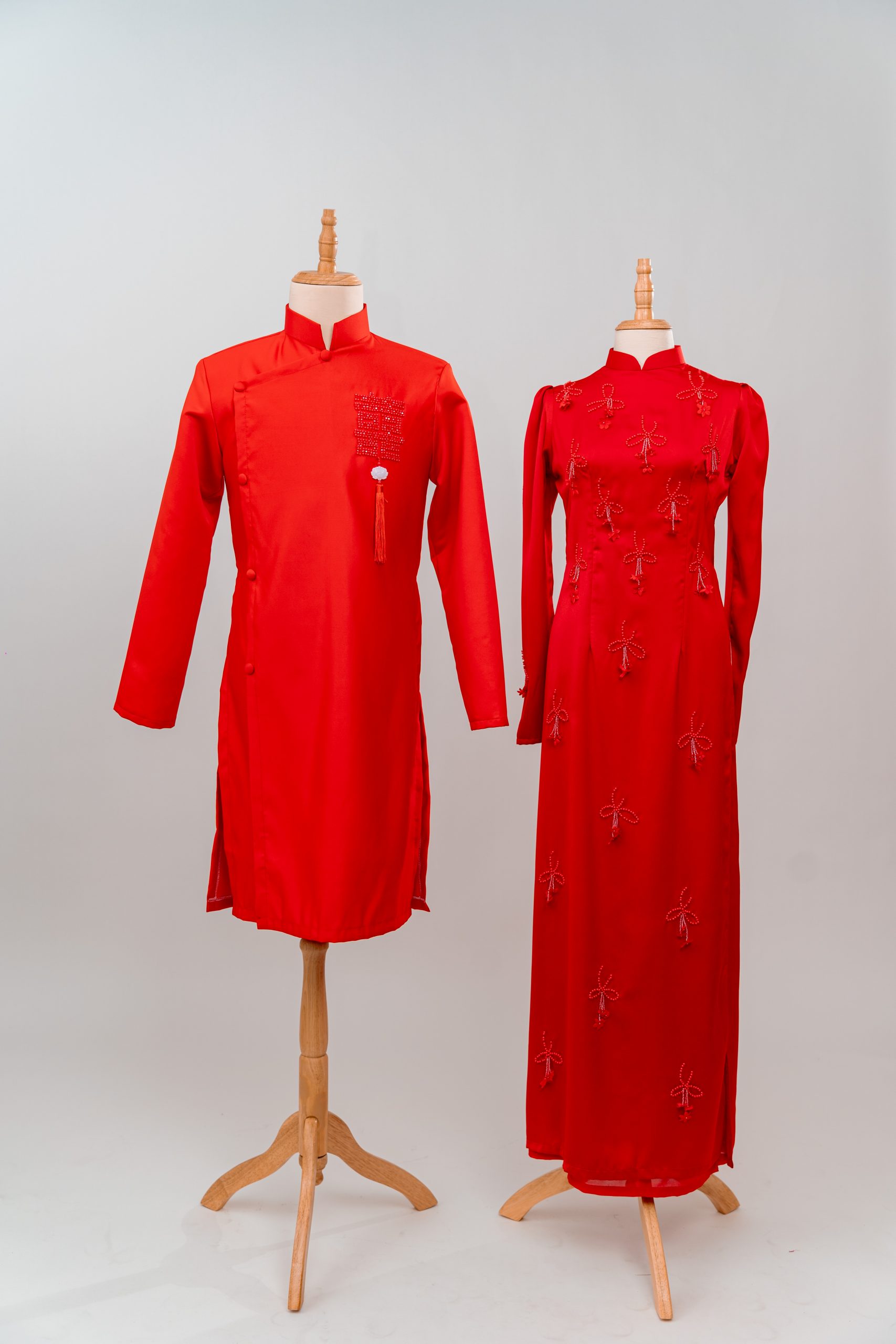 tlpc ao dai104908 áo dài dâu rể màu đỏ