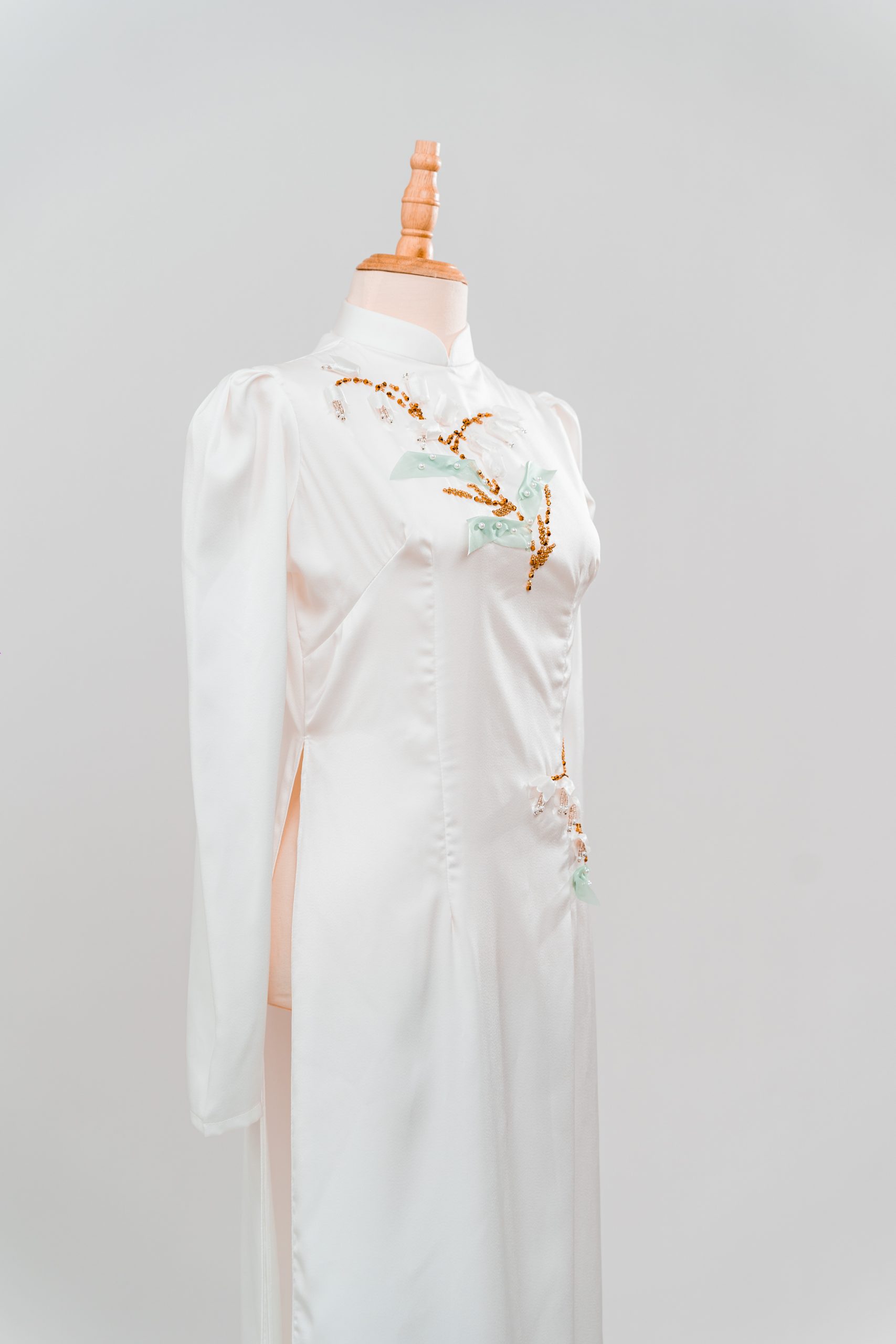 tlpc ao dai105047 áo dài cô dâu màu trắng