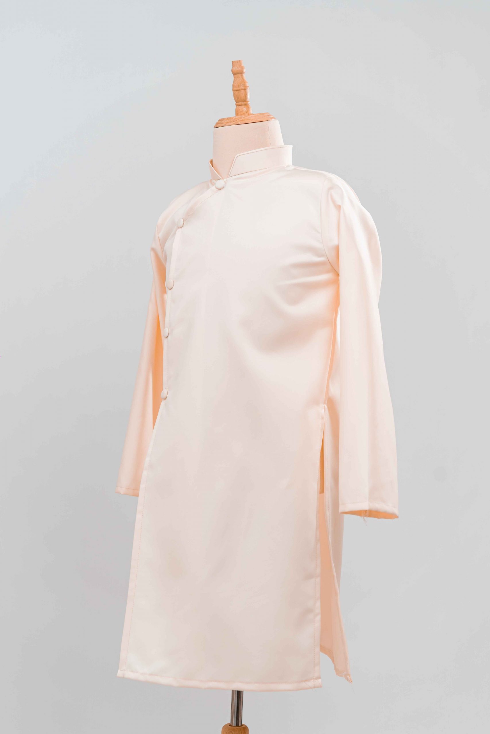 tlpc ao dai105165 áo dài bưng quả nam màu vàng nhạt trơn