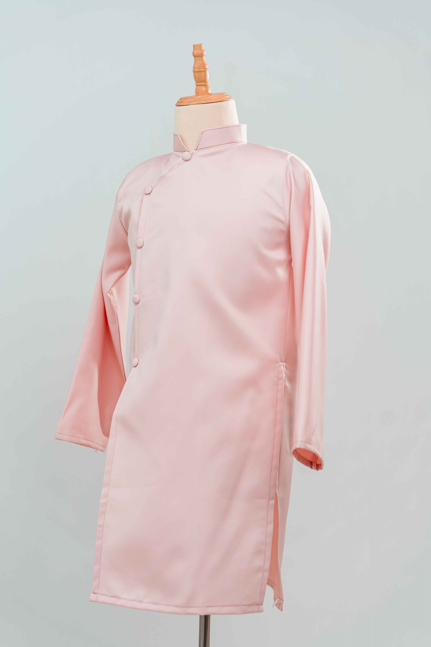 tlpc ao dai105183 áo dài bưng quả nam màu hồng nhạt trơn