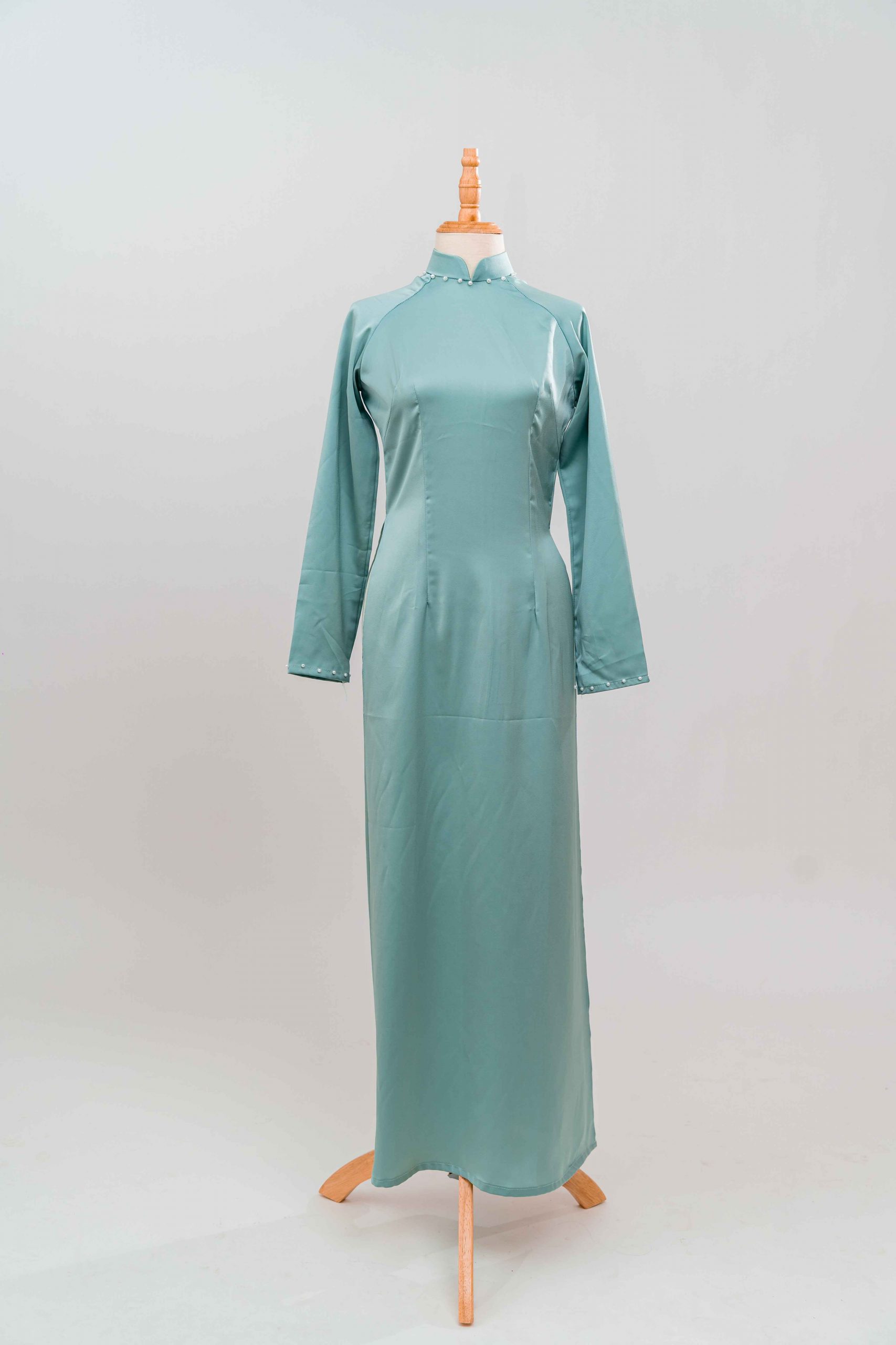 tlpc ao dai105235 áo dài bưng quả nữ màu xanh nhạt
