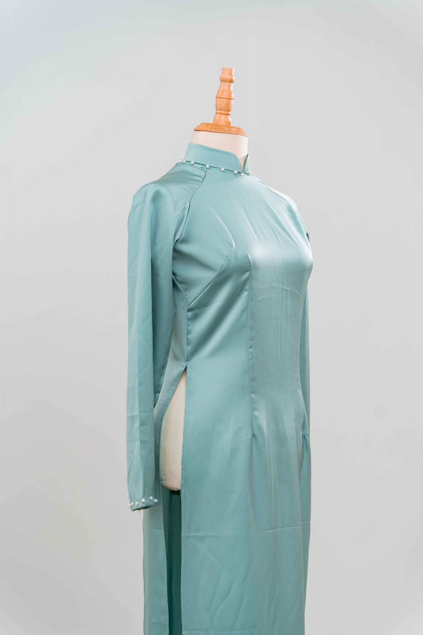 tlpc ao dai105241 áo dài bưng quả nữ màu xanh nhạt