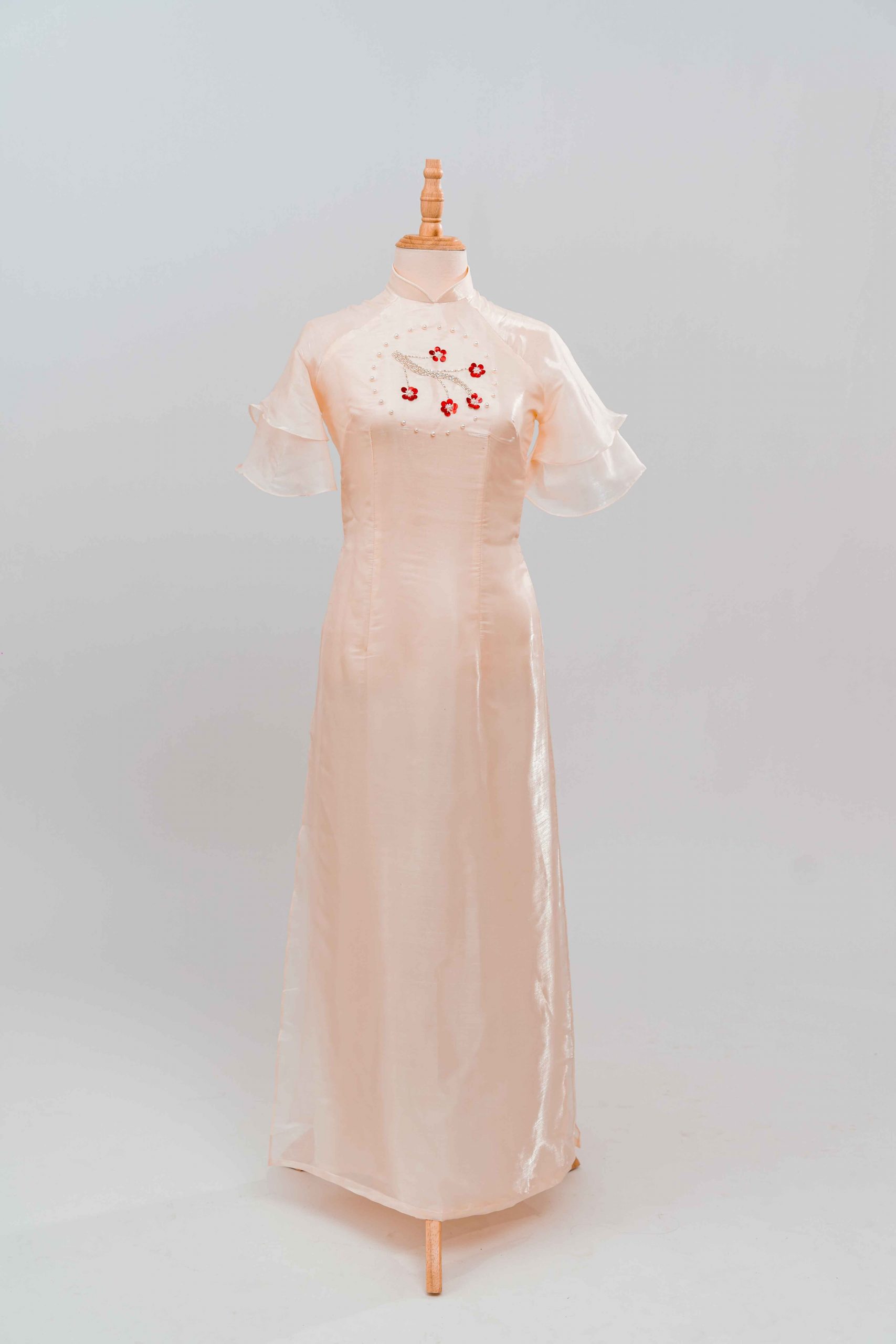 tlpc ao dai105285 áo dài bưng quả nữ màu vàng nhạt